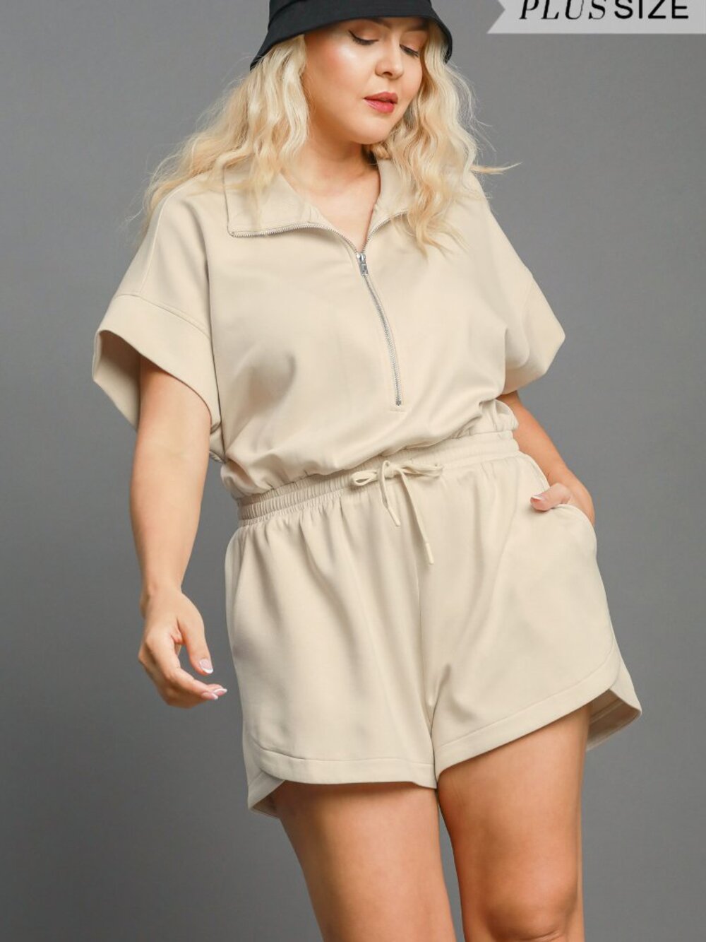 Zip Up Romper Plus Size